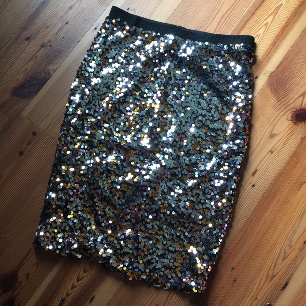 HM sequin skirt size S silver/gold/copper EUC